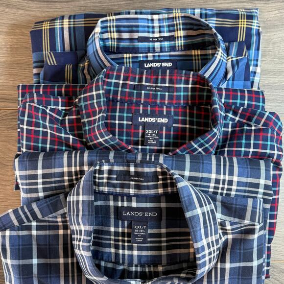 Lot of 3 Lands End No Iron Twill Shirts Size XXL/T Tall 18-18.5 Traditional Fit - Picture 16 of 16